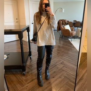 Zara black leather joggers